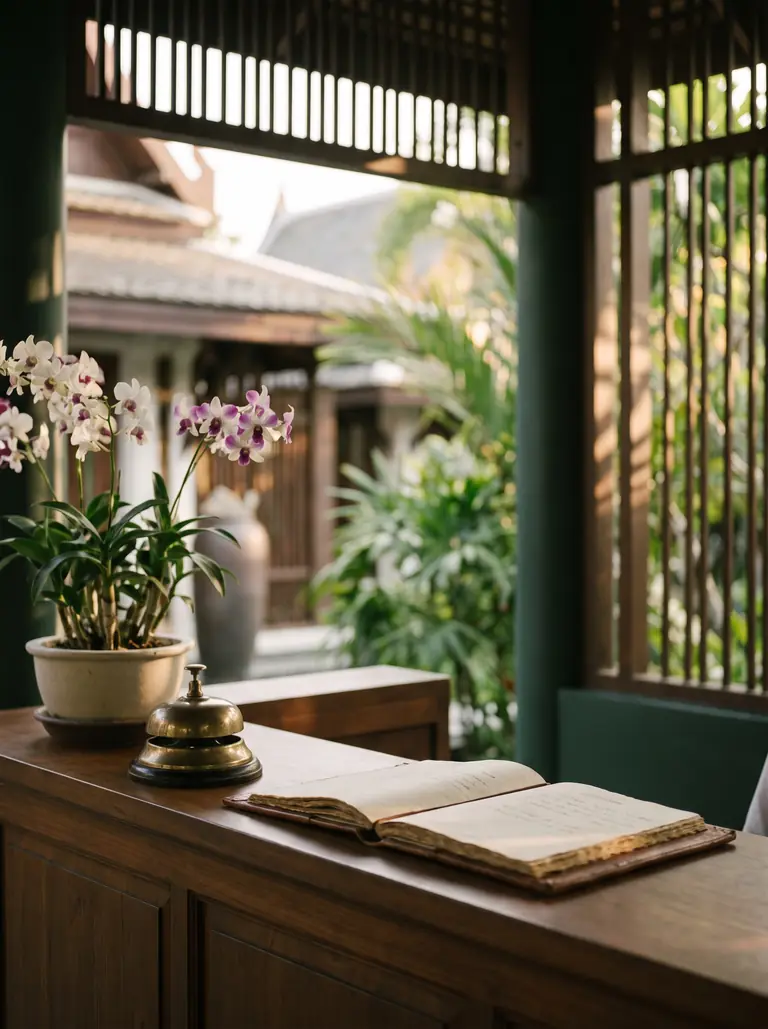 Boutique hotel reception desk in Phuket